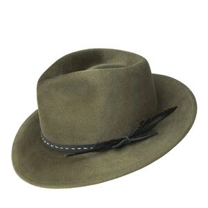 NWT-Olive Green Bailey Fedora Hat with Black Band
